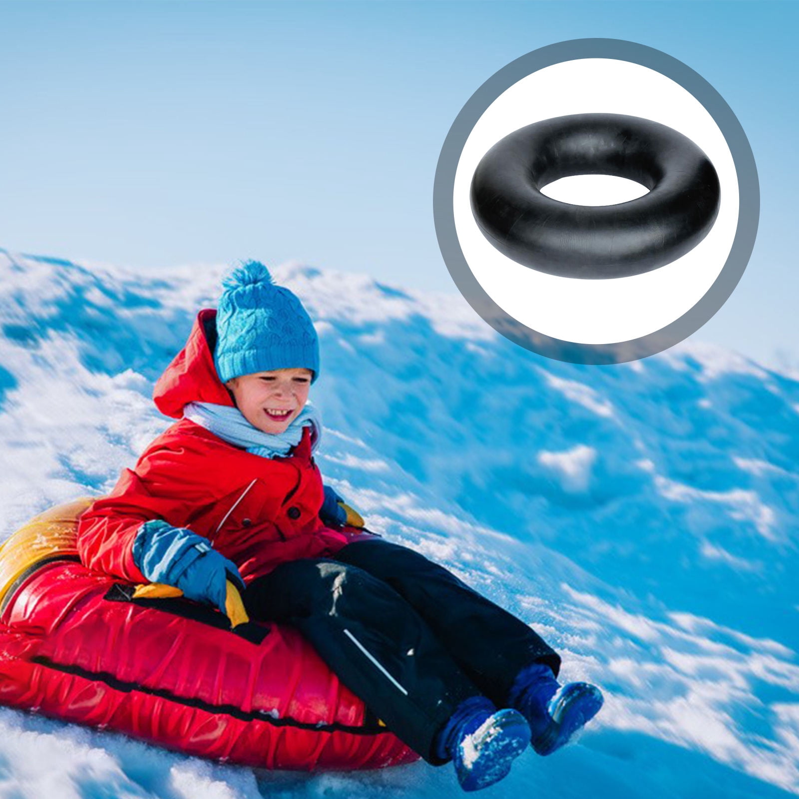 FENGGUIQU 1Pc Fast Inflate Inflatable Snow Inner Tube Black Thick Durable Outdoor Sled