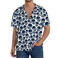 thumbnail image 1 of Balery black Skull white Camisa Casual de Manga Corta con Botones para Hombre, Texturizada, Estilo Cubano, para Playa, Verano-XX-Large, 1 of 5
