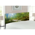 thumbnail image 2 of Woodland Headboard, Forest Scene at Golitha Falls Nature Reserve on the River Fowey Cornwall England, Upholstered Decorative Metal Bed Headboard with Memory Foam, Full Size, Green Brown, by Ambesonne, 2 of 4