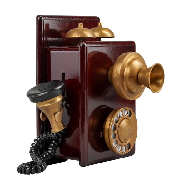 DECOR ANTIQUE Wooden Table Decor Telephone Handmade Vintage Homde Decor Brown Antique