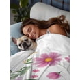 thumbnail image 3 of Botanical Floral King Size Flat Sheet, Wrinkleproof & Fadeproof Cooling Flat Bed Sheet Only, Spring Colorful Flowers Butterfly Breathable Soft Bedding Top Sheets 105 x 98 Inches, 3 of 8