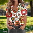 thumbnail image 1 of TaTaai Women's Chic Scattered Print Shirt Short Sleeve Collar Button Front Loose Fit Casual Summer Blouse Top Streetwear Daily Wear Gift, 1 of 6