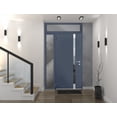 thumbnail image 3 of Front Exterior Prehung Steel Door / Cynex 6777 Grey / Side and Top Exterior Window / Stainless Inserts Single Modern Painted-W32+14" x H80+16"-Right-hand Inswing, 3 of 6