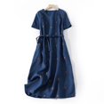 thumbnail image 4 of CHOK Robes Printemps Été pour Femmes 2024 Manches Longues Coton Lin Robe Longue Décontractée Confortable Taille Nouée Robe Fluide, 4 of 7