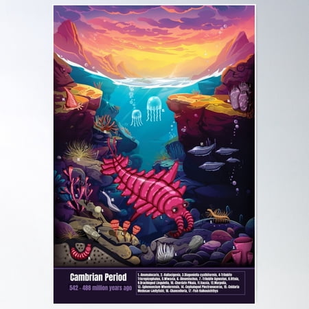 Cambrian Period Animals Poster Wall Art, Modern Wall Decor For Living Room Bedroom, 8x12 UNFRAMED