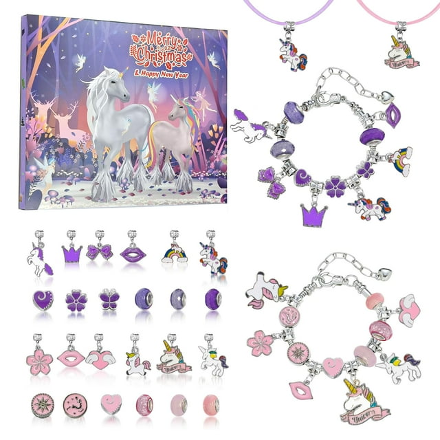 Pulseras con calendario de Adviento, unicornio, Navidad, 2025