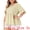 Light Yellow, variant on Unique Bargains Women's Plus Size Floral V Neck Ruffle Short Sleeve Blouses 1X Pink