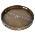thumbnail image 2 of 24 x 24 Inches Black Walnut Large Ottoman Tray Round Table Tray Wooden Solid Circle Serving Tray with Handles Platter Decorative Tray for Oversized Ottoman Home Breakfast in Bed Tea Coffee, 2 of 9