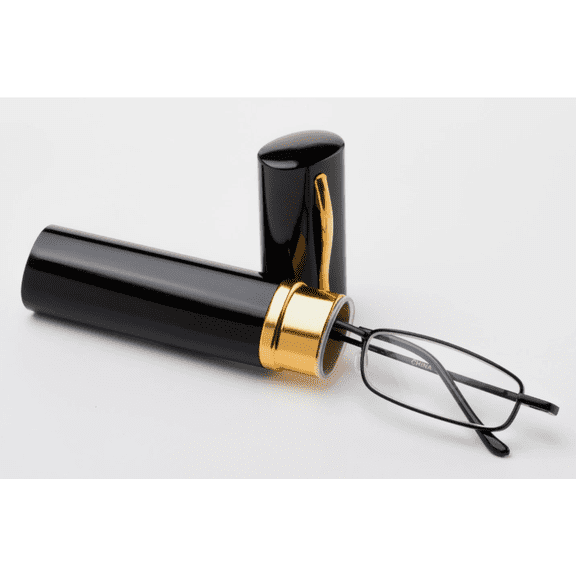 Compact Reading Glasses with Aluminum Tube Case – Spring Hinge Readers for Men & Women