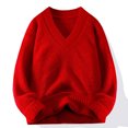 thumbnail image 2 of hotojiny Men's Knit Sweater Comfortable Soft V-Neck Fall Top Big and Tall Mens Solid Color Loose Fit Fashion Pullover, 2 of 5