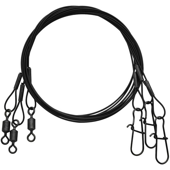 Eagle Claw Black Heavy Duty 12" Wire Leaders 3-Pack - 60 lb Test