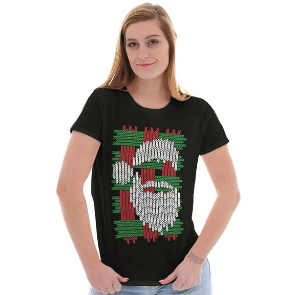 Ugly Christmas Stitch Santa Claus Womens Slim Fit Graphic Tee Brisco Brands S