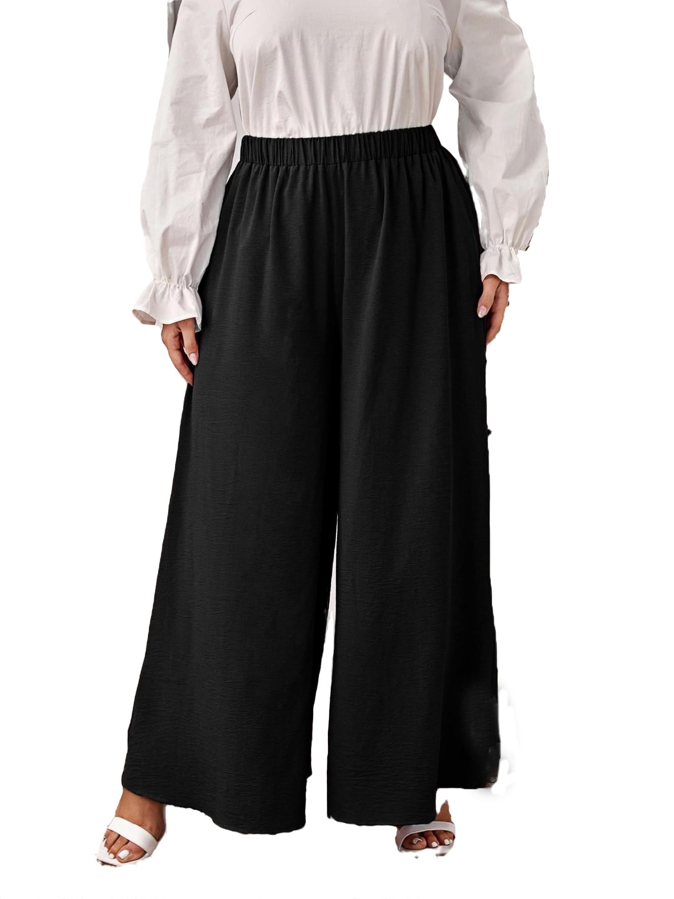 casual-solid-wide-leg-black-plus-size-pants-women-s-walmart