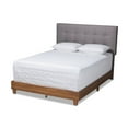 thumbnail image 1 of Baxton Studio Taida Queen Size Grey Upholstered Walnut Finished Bed, 1 of 10