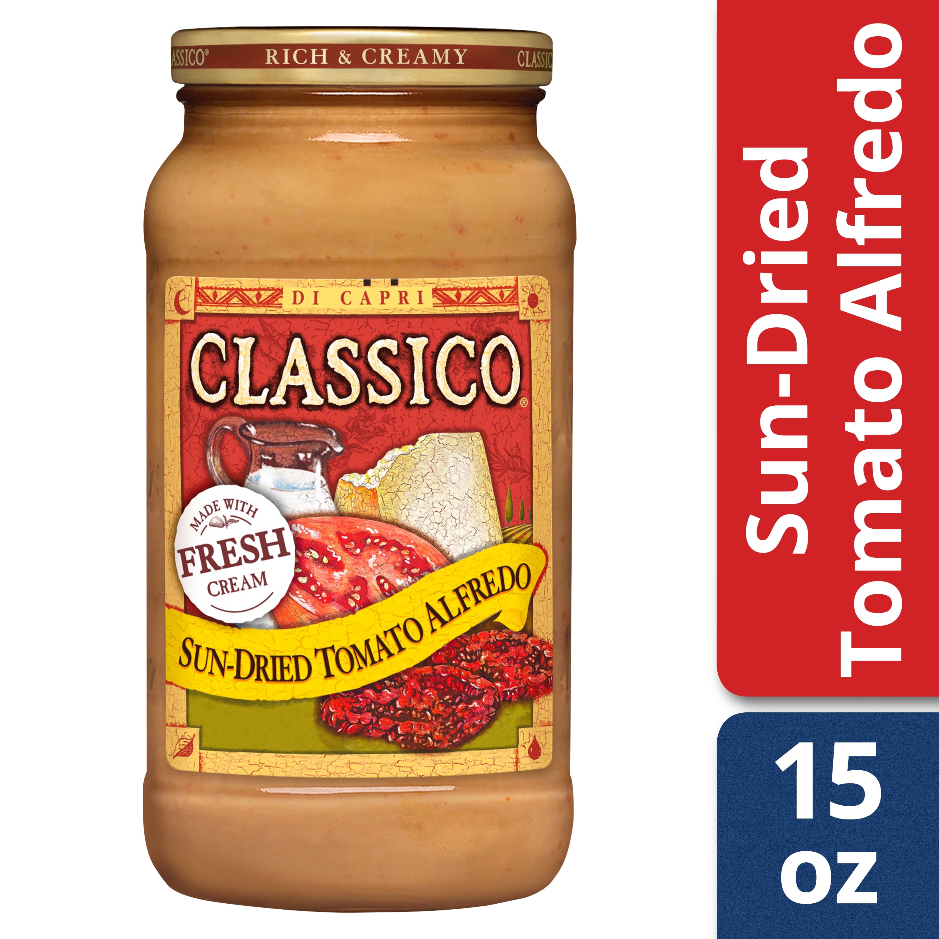 Classico Sun-Dried Tomato Alfredo Pasta Sauce, 15 oz Jar - Walmart.com