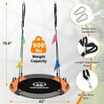thumbnail image 5 of Tree Swing, Saucer Swing Sets 43 Inch for Kids, Come with 360 Degree Swivel and Adjustable Hanging Strap, Gray and Orange, 5 of 7