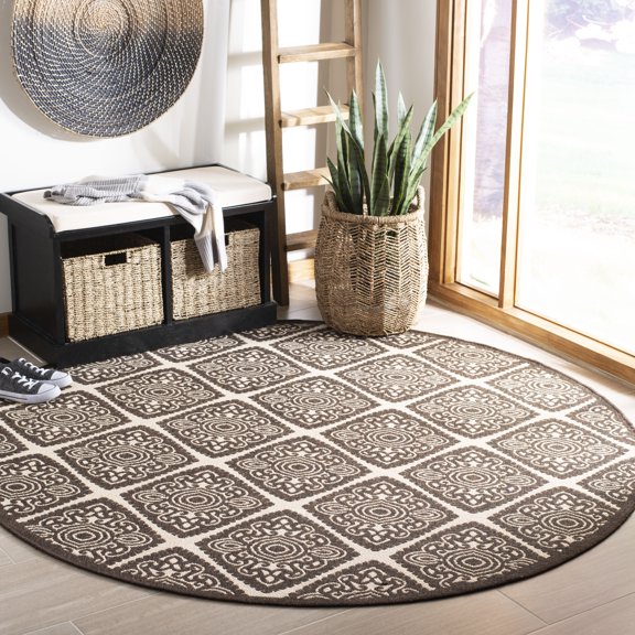 SAFAVIEH Indoor Outdoor LND132B Linden Natural / Brown Rug