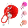 thumbnail image 2 of Women Hollow Ball Bell Chain Pompom Pendant Braided Rope Keychain Bag Ornaments, 2 of 8