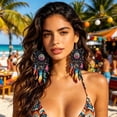 thumbnail image 2 of Boho Dreamcatcher Dangle Earrings, Vintage Western Indian Style Design, Exquisite Tassel Jewelry For Women Daily Outfit Matching Party Dress Up And Fashion Decoration., 2 of 6