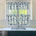 thumbnail image 3 of 3 PCS Butterfly Floral Kitchen Curtains Set - Semi-Sheer Tier & Valance for Farmhouse, Caf - Rod Pocket Window Treatment Panels (54x18 + 2x27.5x24 Inch), 3 of 4