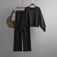 thumbnail image 3 of Scyoekwg Womens 2 Piece Sets Dressy Sweatsuit Fall Outfits Long Sleeve Tops Wide Leg Pants Fashion Casual Matching Outfits Two Piece Set (Black,Free Size), 3 of 4