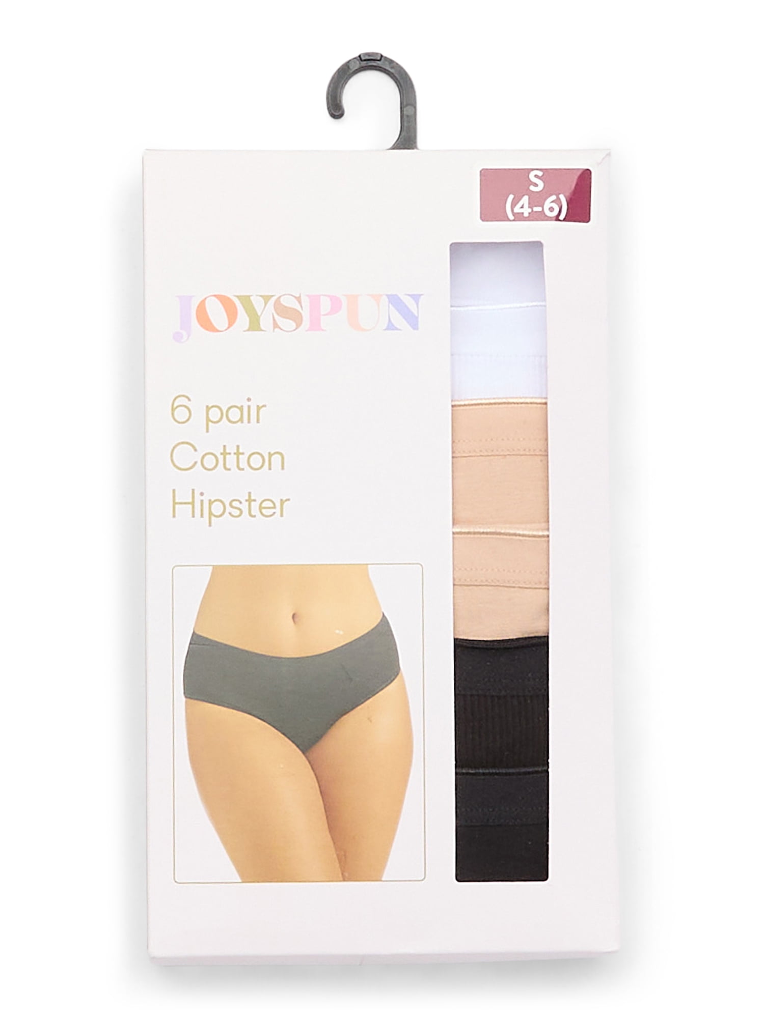 Joyspun Women's Cotton-Blend Hipster Panties, 6-Pack, Sizes S-XXXL