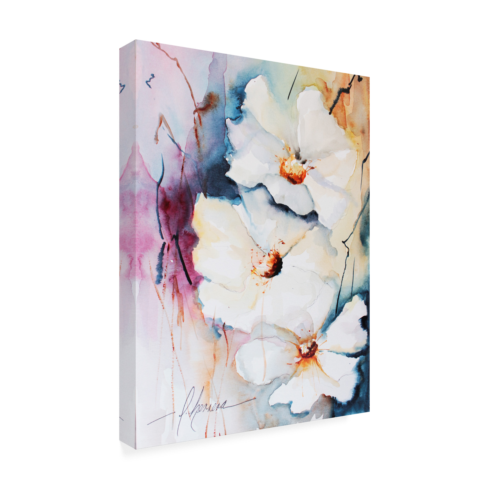 Trademark Fine Art 'Blooms Aquas I' Canvas Art by Leticia Herrera