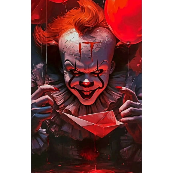 IT 5D DIY Diamond Art Painting by Number Kits Clown 12x16 Inch for Round Full Drill Rhinestone Cross Stitch Mosaic Art for Home Wall Decoration