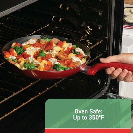 T-fal Easy Care 12-Piece Non-Stick Cookware Set, Pots and Pans, Red