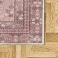 thumbnail image 5 of Vintage Area Rug with Non-Slip Backing, Nostalgic Retro Floral Petals Pastel Look Damask Check Victorian Motif, Quality Carpet for Bedroom and Dorm Room, 5.2' X 7.6', Dark Mauve and Pink, by Ambesonne, 5 of 6