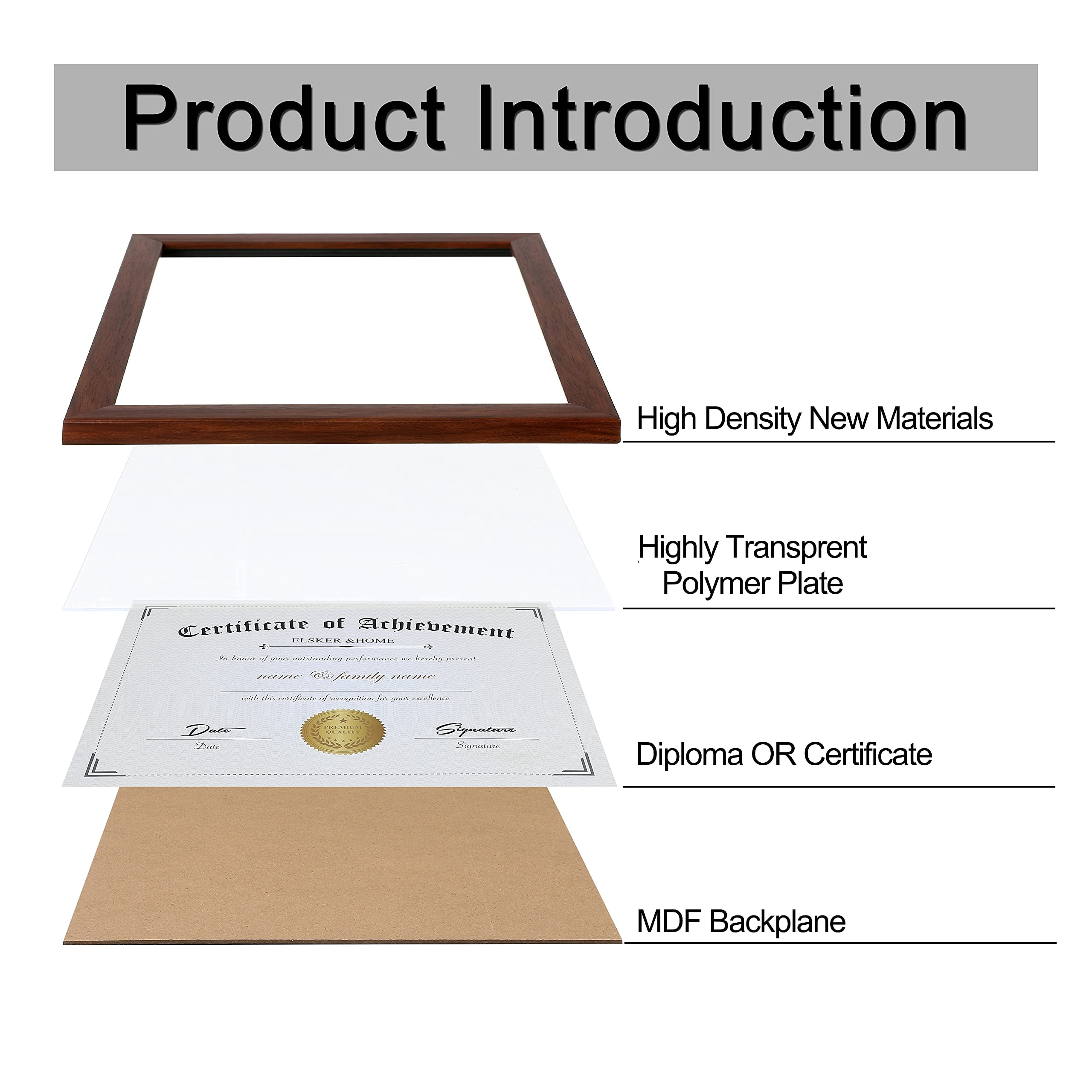 ELSKER&HOME 8.5x11 Certificate Frame, Classic Coffee Color Frame, Displays Diploma&Document 8.5x11 Inch