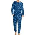thumbnail image 1 of Pijama de tiburón blanco con silueta de animal para hombre, conjunto de pijama de manga larga moderno de 2 piezas, traje informal con gráficos para uso diario, regalo de cumpleaños, 1 of 5