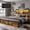 Rustic Brown, variant on Metal Bed Frame Queen with 3-Tier Storage Headboard Metal Bed Frame with 2 Underbed Drawers & 2 Side Drawers & LED Light,Rustic Brown