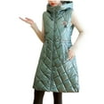 thumbnail image 2 of Miluxas Women Long Vest Solid Color Sleeveless Hood Winter Vest Outwear Green 6(M), 2 of 6