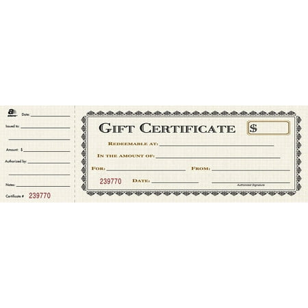 gift certificate book single paper 3 25 x 11 inches cream 25