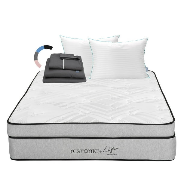 Colchón Queen Size Lipa + Almohadas Royal Twin + Sábanas Royal