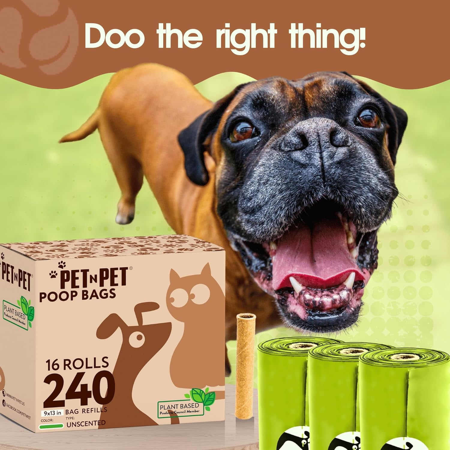 Poop Bags For Dogs, 240 Counts Plant Based Dog Poop Bags Rolls, Thick Doggie Poo Bag, 100% Leak-proof, Easy to Use Pet Waste Bag