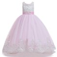 thumbnail image 1 of Vestido de niña de malla de princesa, vestido de novia de encaje con cuentas, vestido de noche para niña, 1 of 6