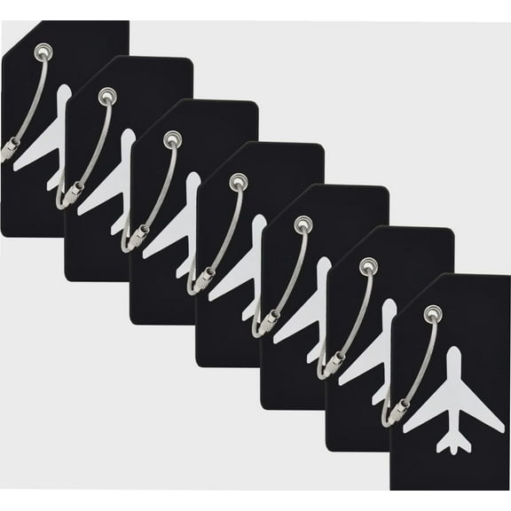 "7 Pack Silicone Luggage Tag Baggage Handbag Travel Suitcase Tags with Name ID Card Perfect to Quickly Spot Luggage Suitcase (Black）"