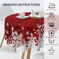 thumbnail image 4 of Christmas Round Tablecloth 60 Inch Red Xmas Snowflake Table Cloth Rustic Winter Reusable Circle Fabric Table Clothes Cover for Picnic Party Dining Room Home Outdoor Decor, 4 of 6