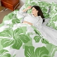 thumbnail image 5 of Feelyou Dreamy Green Flower Twin Bedding Sets 7-Piece for Kids, Cherry Blossoms Floral Bedding Comforter Set, Palm Leaf Plant Reversible Sheet Sets, Ultra Soft Bedroom Decor, 5 of 9