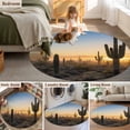 thumbnail image 5 of Round Rugs 7Ft, Western Cactus Sunrise Round Area Rug Washable Indoor Throw Carpet, Modern Abstract Art Retro Large Non Slip Circle Rug for Dining Room Playroom Home Decor Aesthetic, 5 of 8