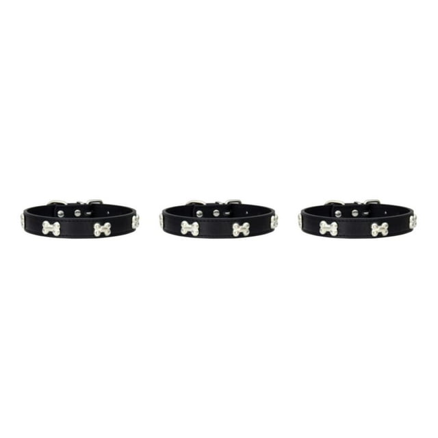 Youkk Stylish PU Cat Collar With Adjustable Buckles And Durable Multiple Sizes Available Dogs Collars black 1.5*37cm 3Set