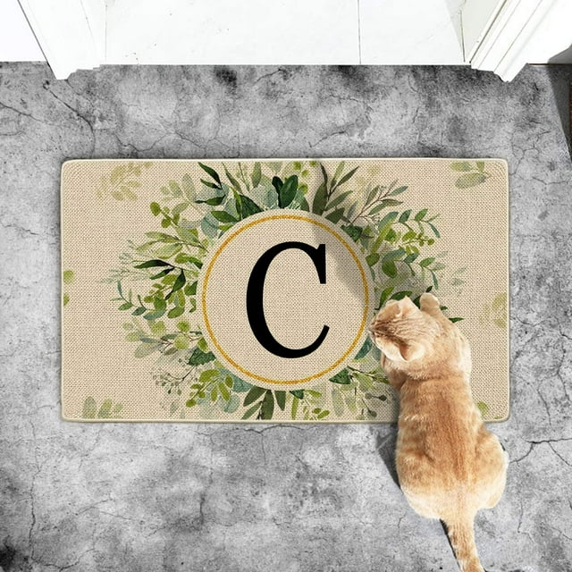 asddcavvf 1PCS Summer Floor Mats Letter Family Last Name Initial Doormat Summer Doormat Holiday Mats Welcome Door Mats Polyester Door Mat Beach Non Floor Mat 1PC Doormat Couch Cover Blanket