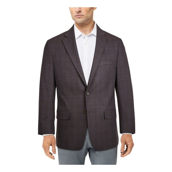 MICHAEL KORS Mens Gray Plaid Blazer 46 LONG