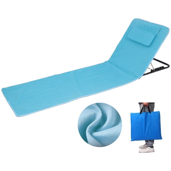 Portable Beach Chair Folding Beach Lounge Chairs for Adults with Back Support,5 Position Adjustable Mat Chair Lightweight Tanning Chair for Outdoor Sand Camping Sunbathing
