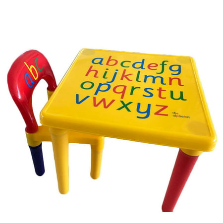 Ktaxon ABC Alphabet Childrens Plastic Table and Chair Set - Kids Toddlers Childs -