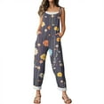 thumbnail image 5 of WTOBBY Women's Floral Printed One-Piece Pants Jumpsuit, Casual Loose Fit with Retro Straps in Cotton and Linen Blend, Perfect for Comfortable Fashion,Blue2XL, 5 of 6