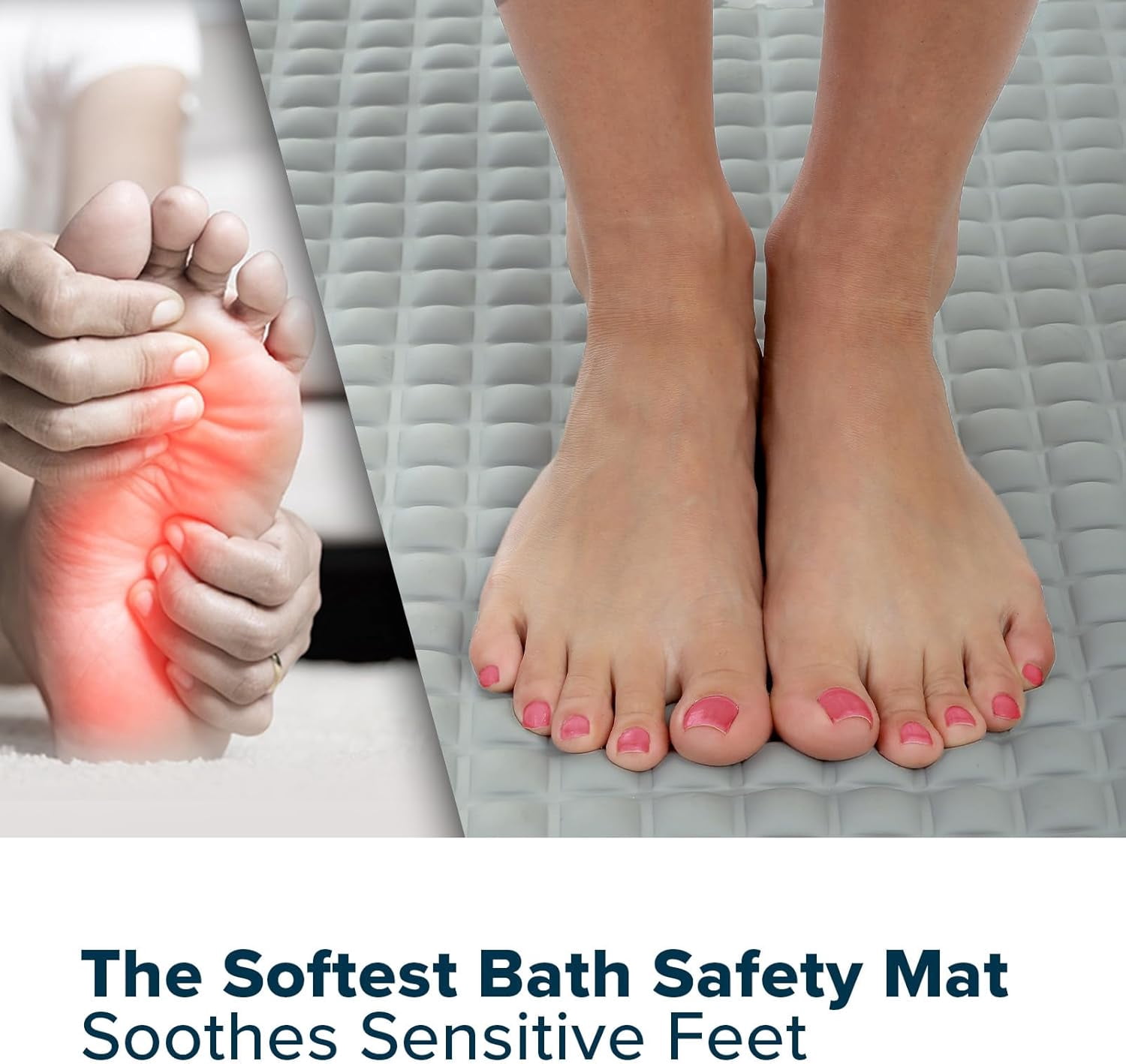 SlipX Solutions Foot Friendly Pillow Top Plus Safety Bath Mat, 15 x 27