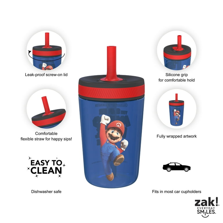 Zak Designs The Super Mario Bros. Movie Kelso Toddler Cups For Travel or At  Home, 15oz 2-Pack Durable Plastic Sippy Cups With Leak-Proof Design is